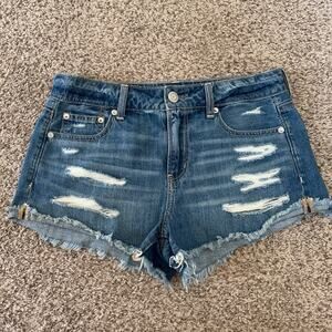 American Eagle Outfitters Women’s Mid Rise Denim Blue Jean Shorts‎ Size 4